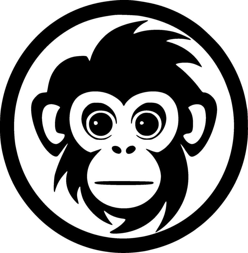 Monkey, Black and White illustration vector