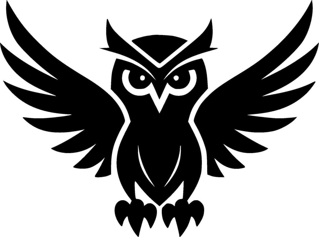 Owl - Black and White Isolated Icon - illustration vector