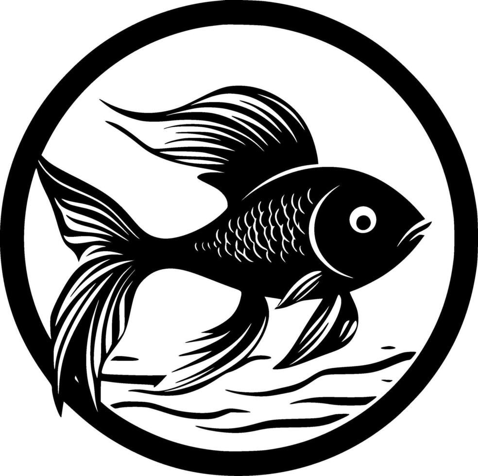 Goldfish - Black and White Isolated Icon - illustration vector