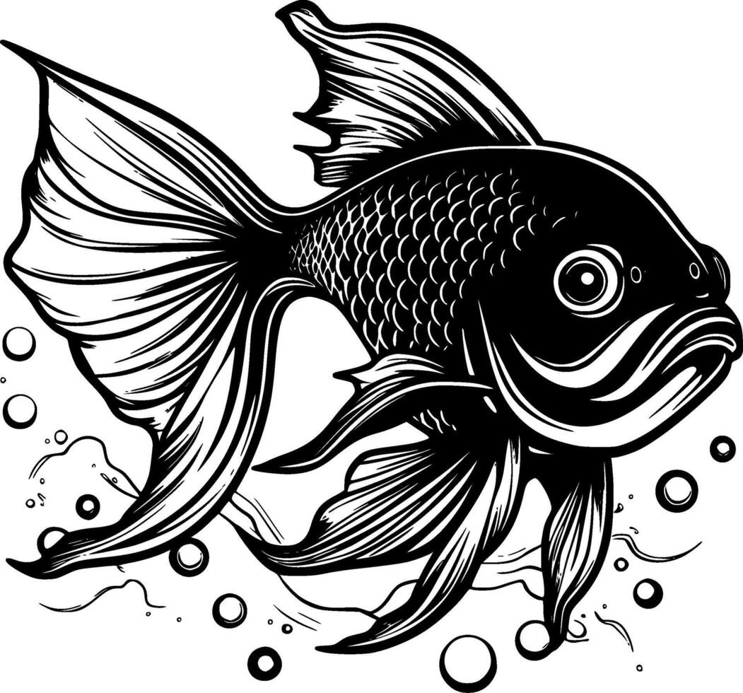 Goldfish, Minimalist and Simple Silhouette - illustration vector