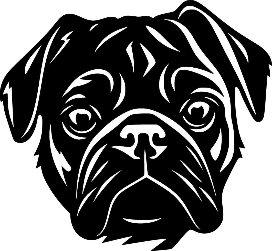 Pug, Black and White illustration vector