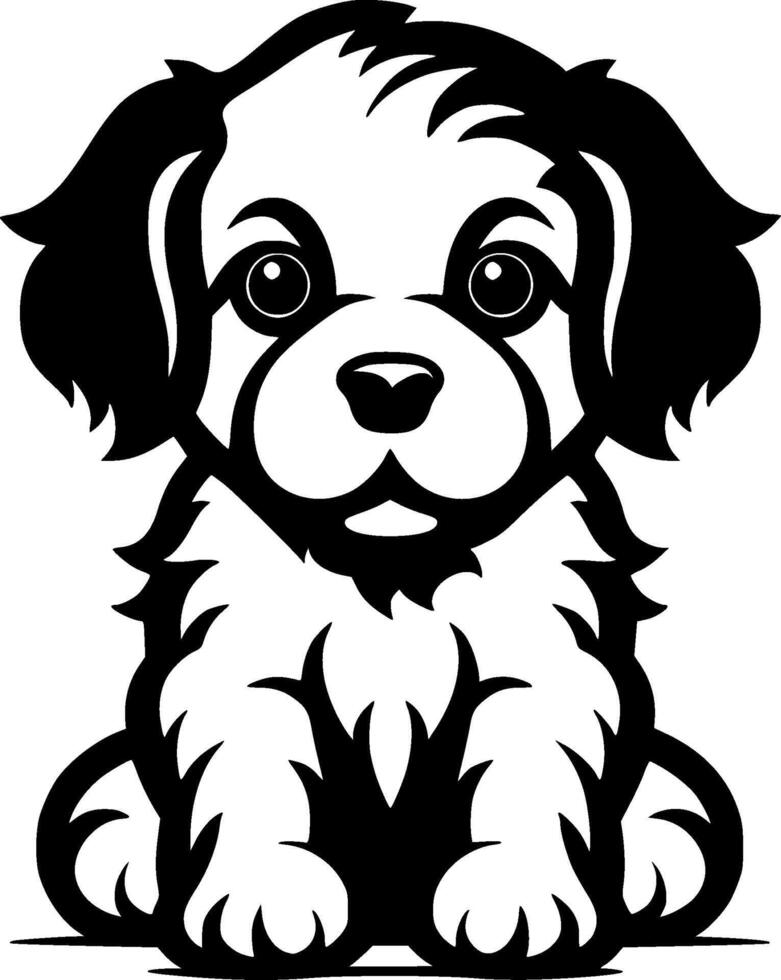 Puppy, Black and White illustration vector