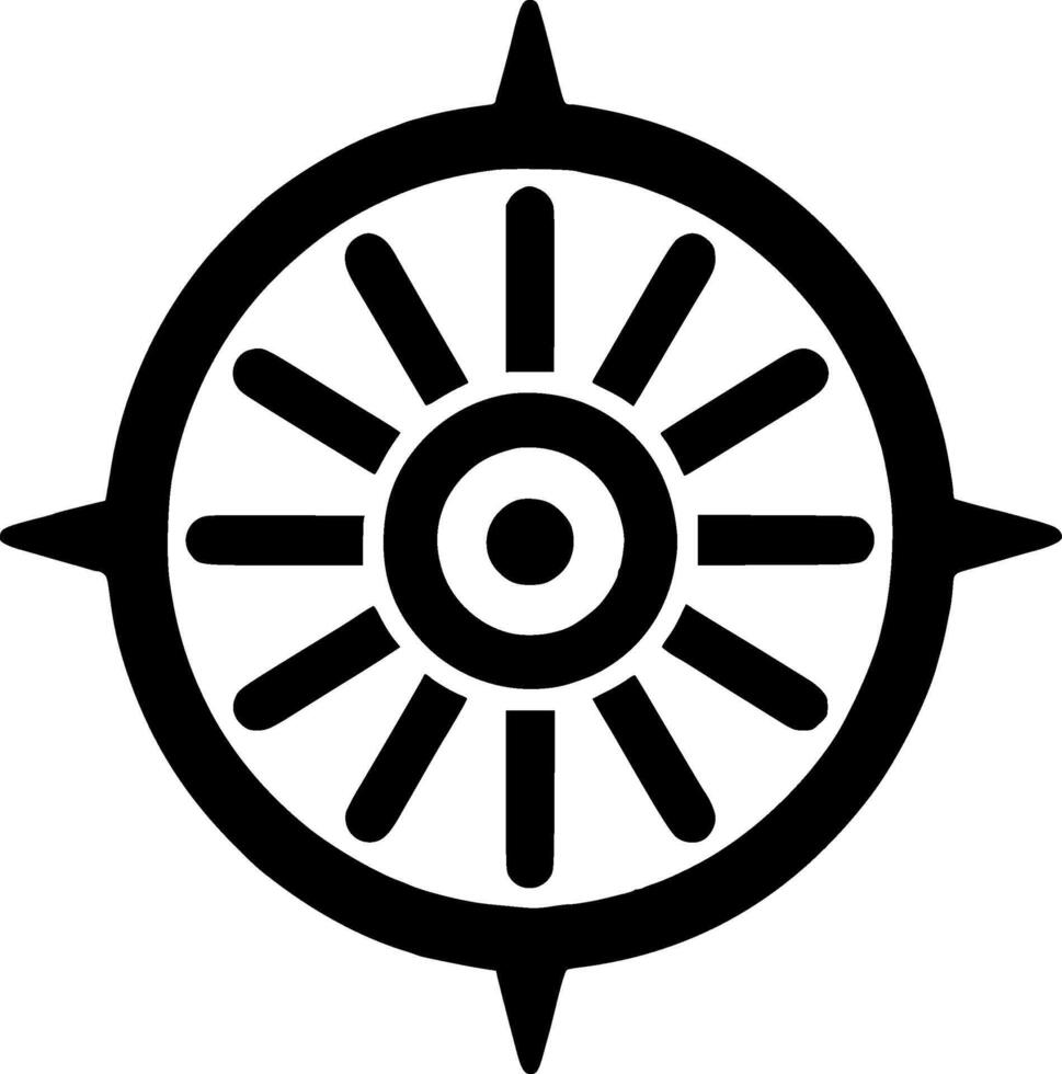 Ship Wheel, Black and White illustration vector