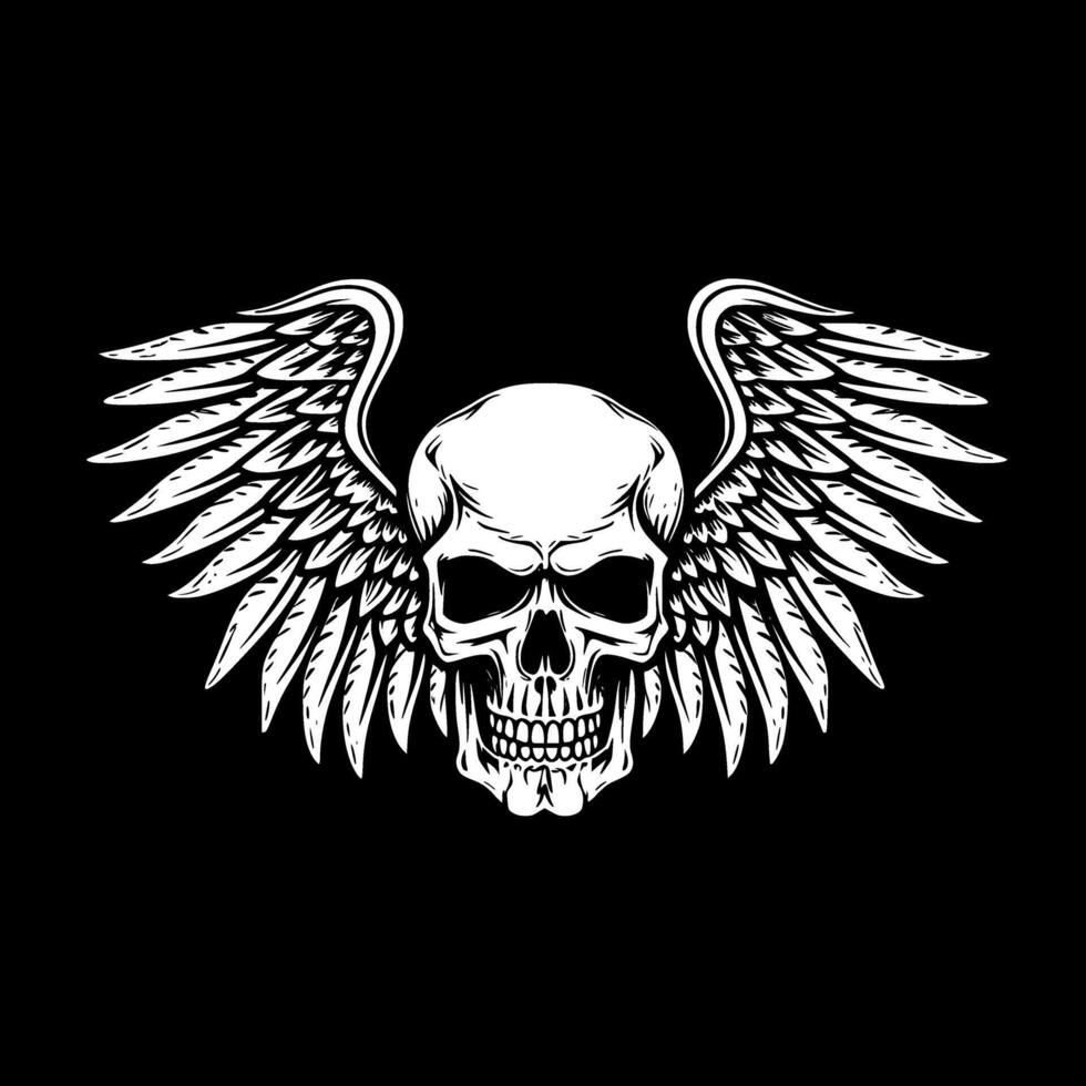 Skull With Wings - High Quality Logo - illustration ideal for T-shirt graphic vector