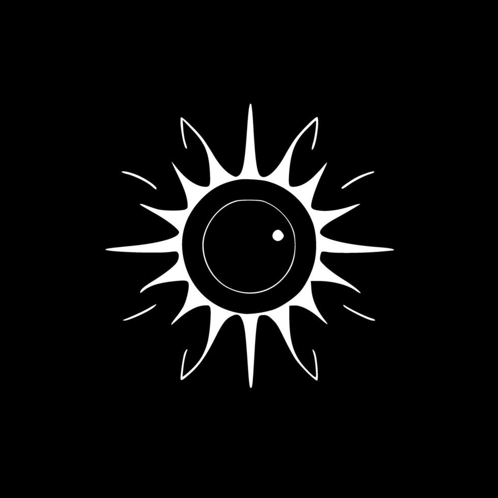 Sun - Black and White Isolated Icon - illustration vector