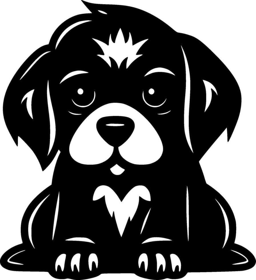 Puppy - Black and White Isolated Icon - illustration vector