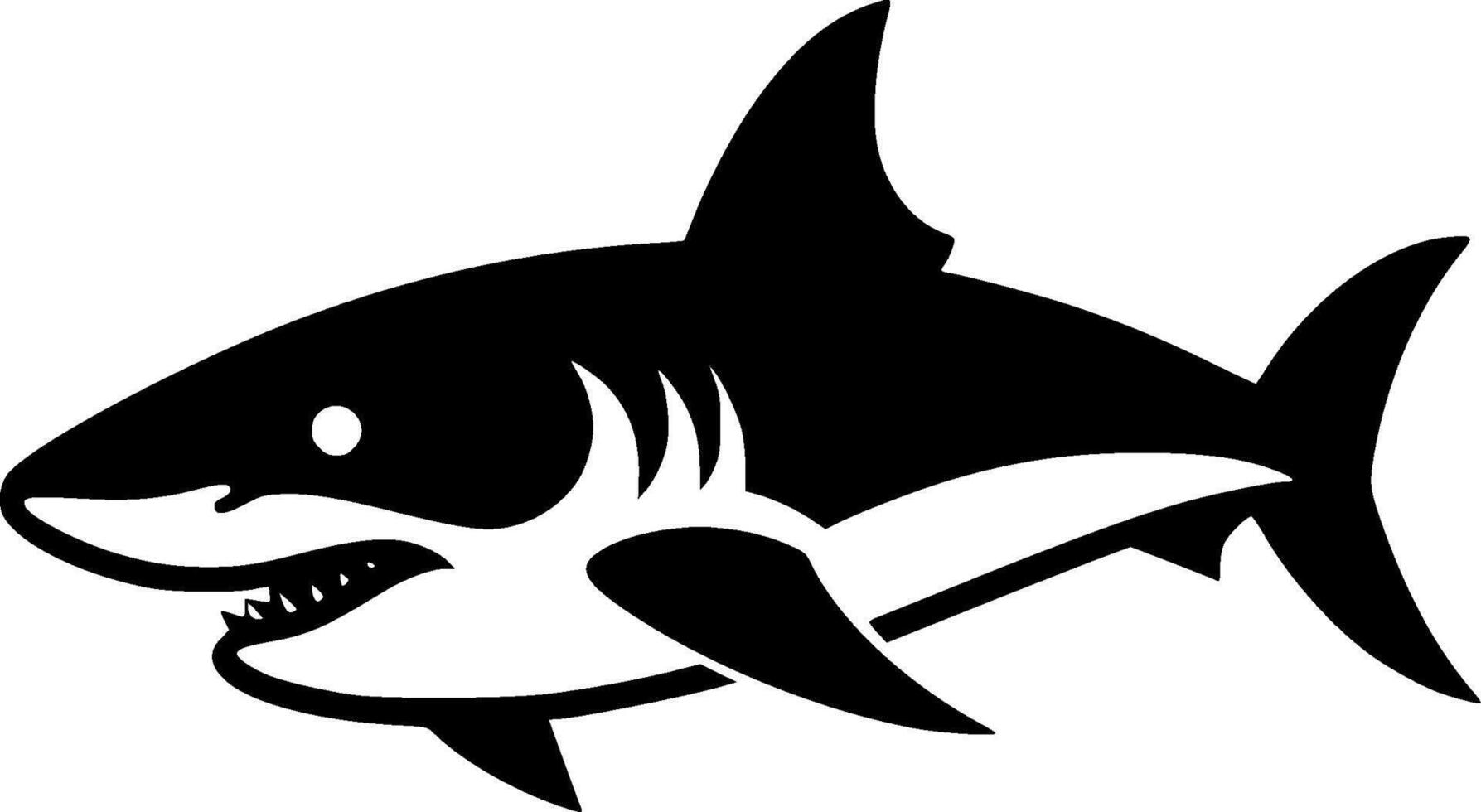Shark - Black and White Isolated Icon - illustration vector