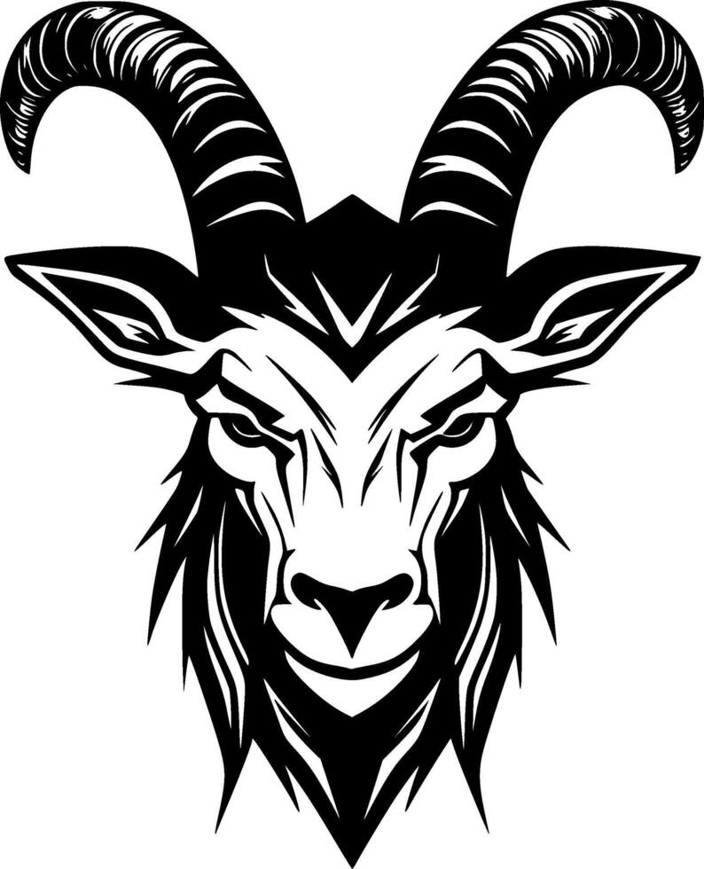Goat, Black and White illustration vector