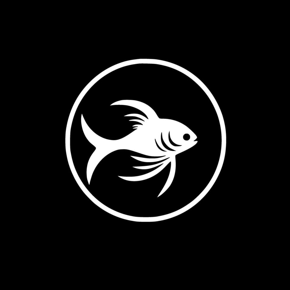 Goldfish - Black and White Isolated Icon - illustration vector