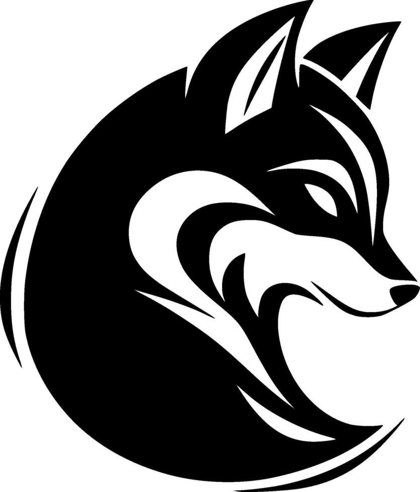 Fox - Black and White Isolated Icon - illustration vector