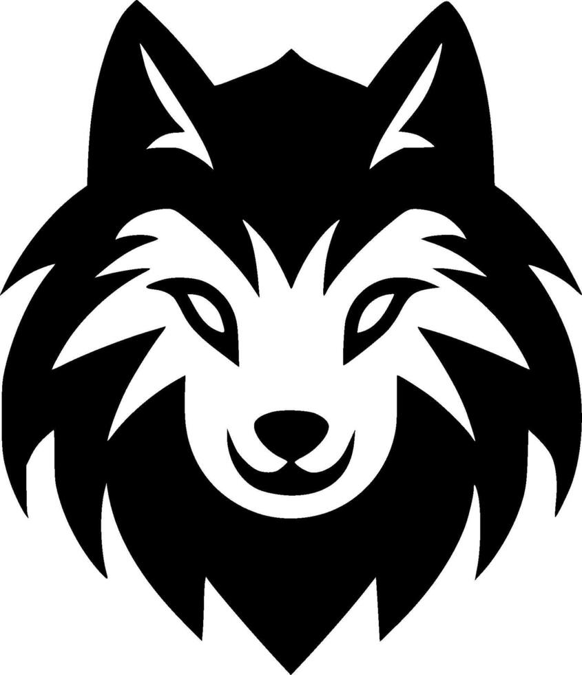 Wolf - Black and White Isolated Icon - illustration vector