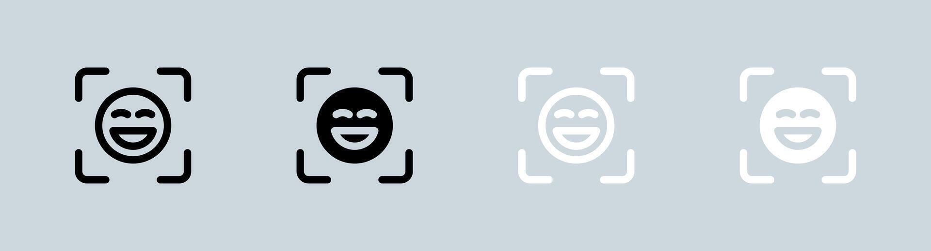 Selfie icon set in black and white. Photo signs illustration. vector
