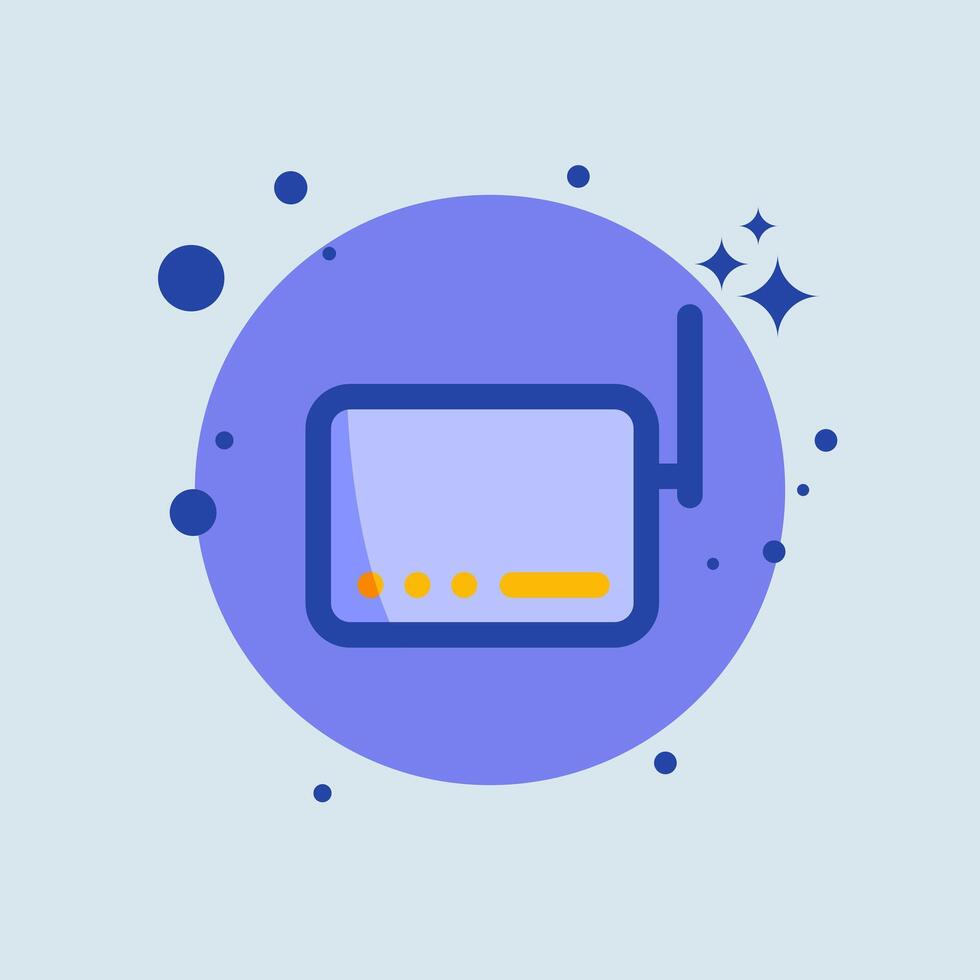Router flat illustration. Network connection signs illustration. vector