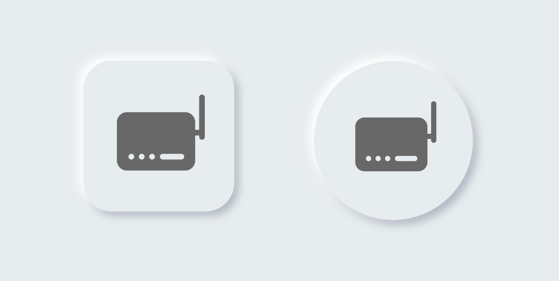 Router solid icon in neomorphic design style. Network connection signs illustration. vector