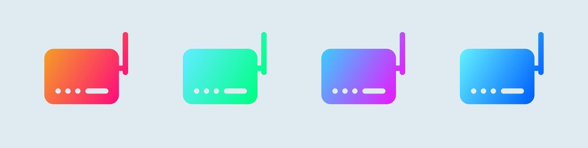 Router solid icon in gradient colors. Network connection signs illustration. vector