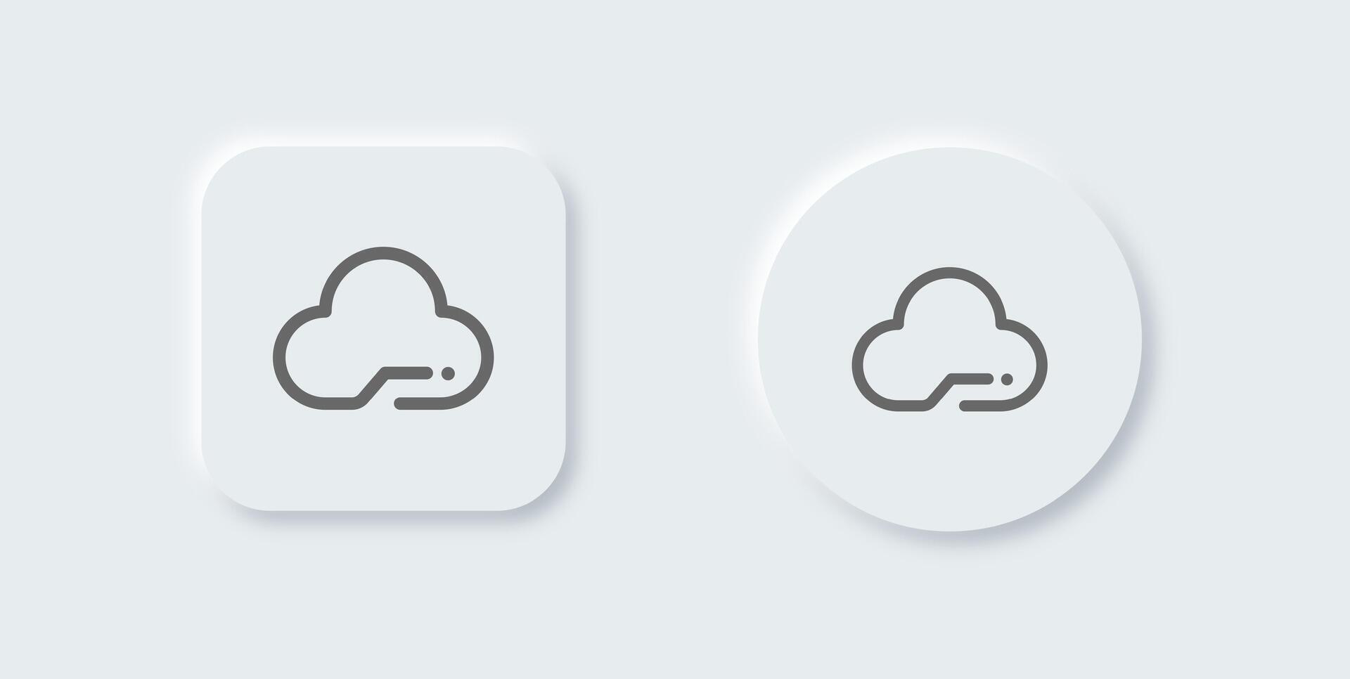Cloud computing line icon in neomorphic design style. Server signs illustration. vector