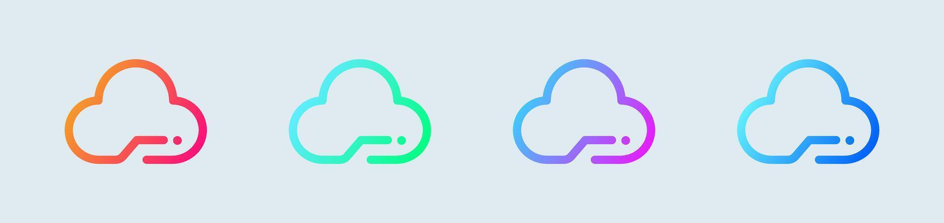 Cloud computing line icon in gradient colors. Server signs illustration. vector