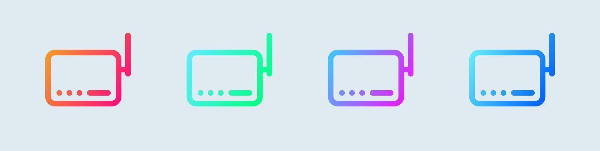 Router line icon in gradient colors. Network connection signs illustration. vector