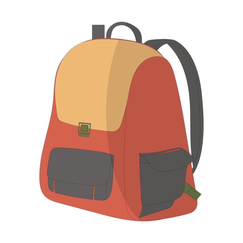 A stylish illustration of a two tone backpack. The design includes a secure buckle closure and a front pocket, for daily use, school, travel. Ideal for design projects, websites, and promotion vector