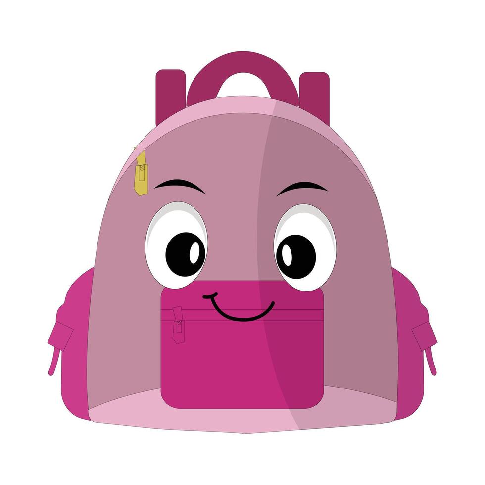 Backpack mascot cartoon Back to school and have fun. Character doodle illustration of walking school bag, Retro character design of a school bag vector