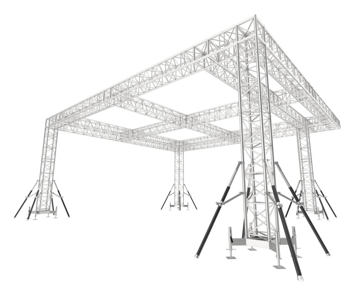 Aluminum structure frame isolated on background. 3d rendering - illustration png