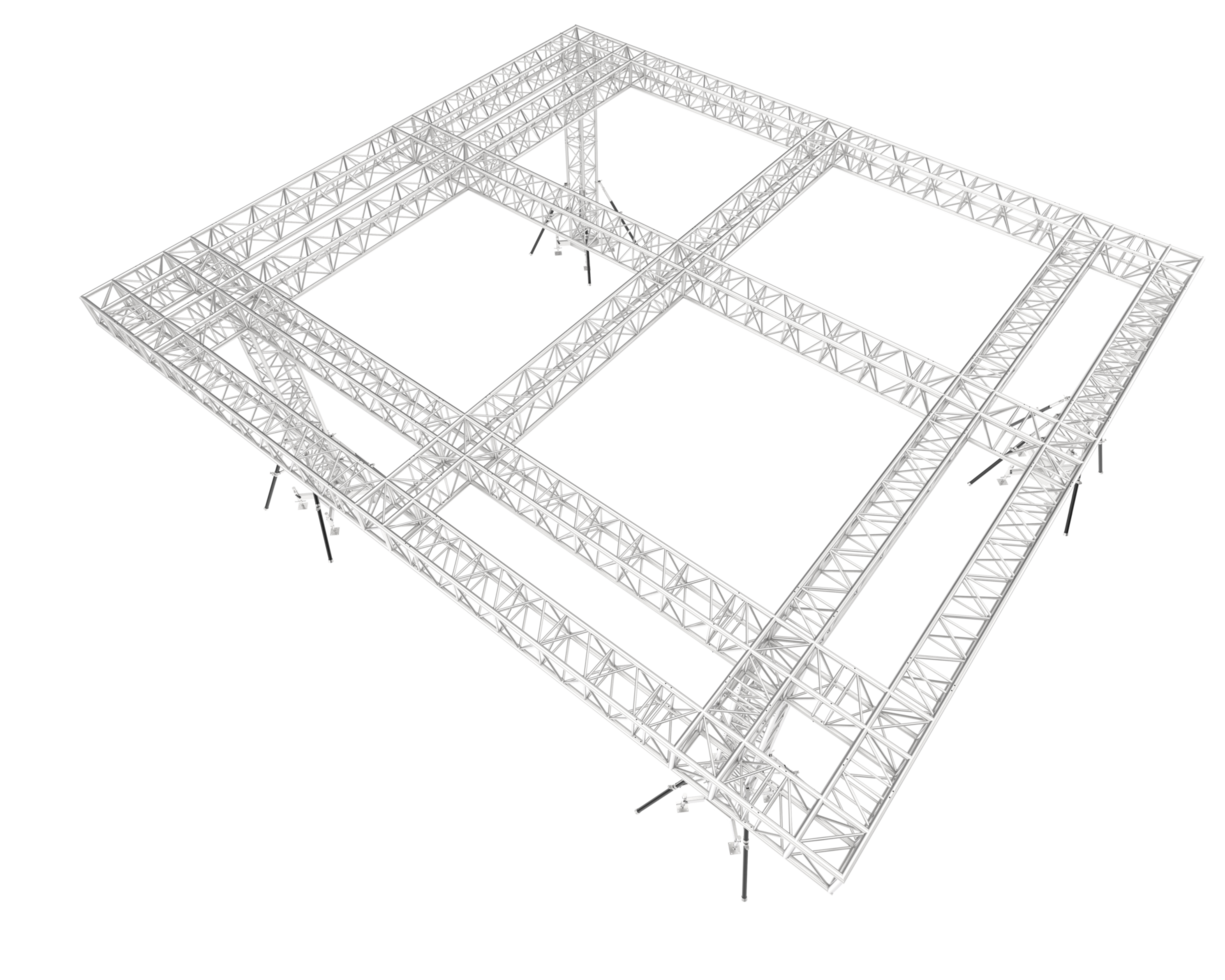 Aluminum structure frame isolated on background. 3d rendering - illustration png