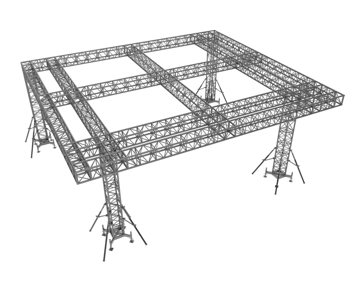 Aluminum structure frame isolated on background. 3d rendering - illustration png