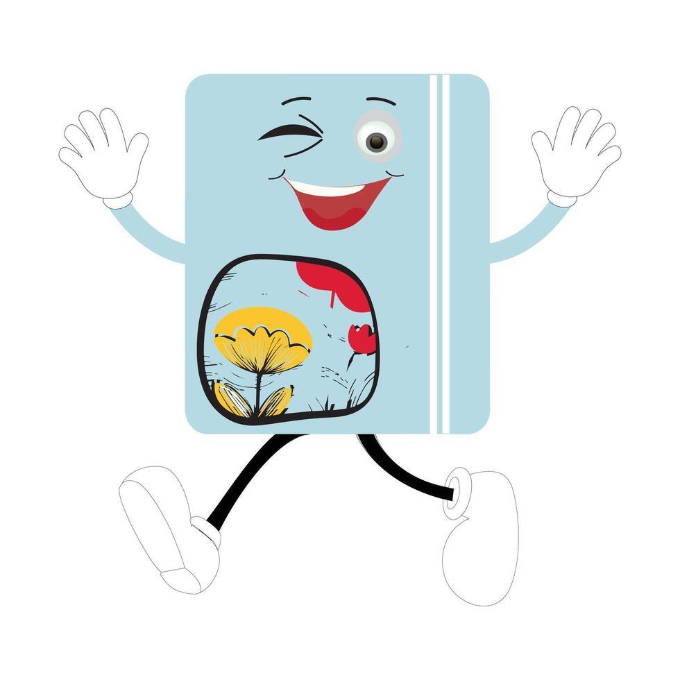 Book character design or book mascot, perfect for logo, web and print illustration, Cute funny book hand drawn cartoon kawaii simple icon Isolated on white background. vector