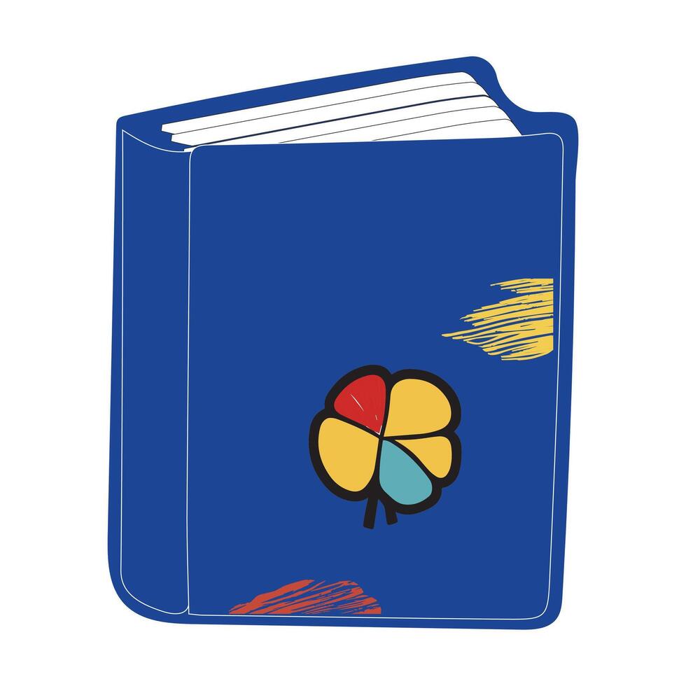 Book paper open or textbook pages with text icon flat cartoon illustration isolated on color background clipart, single book vector