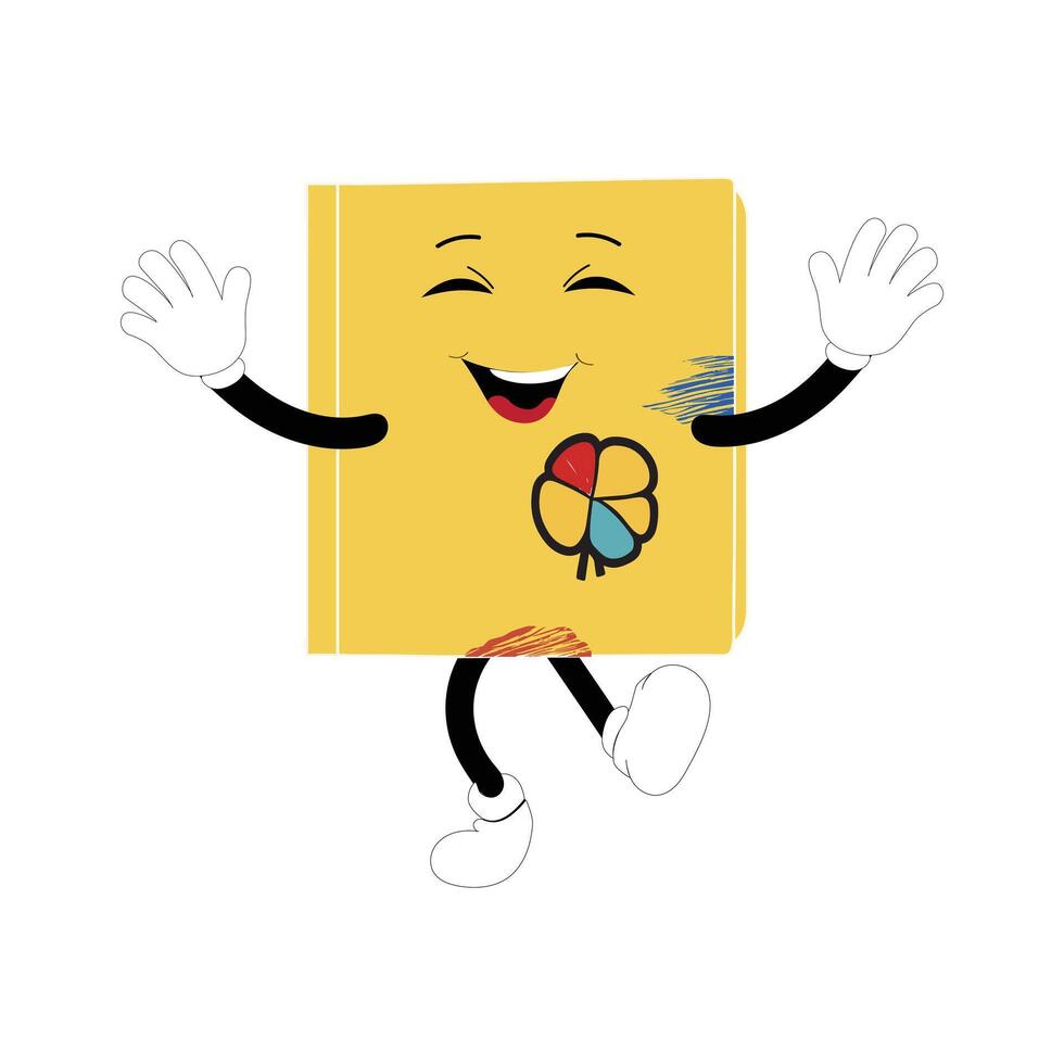 Book character design or book mascot, perfect for logo, web and print illustration, Cute funny book hand drawn cartoon kawaii simple icon Isolated on white background. vector