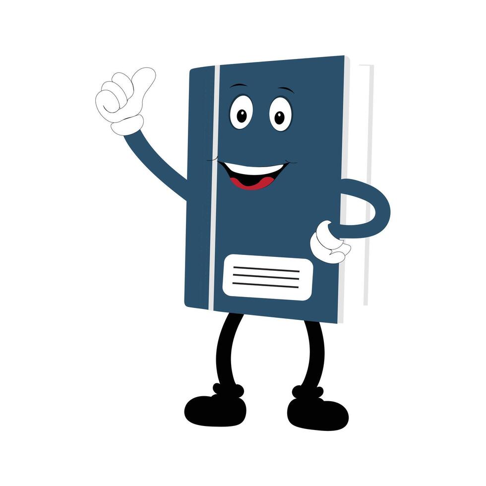 Book character design or book mascot, perfect for logo, web and print illustration, Cute funny book hand drawn cartoon kawaii simple icon Isolated on white background. vector