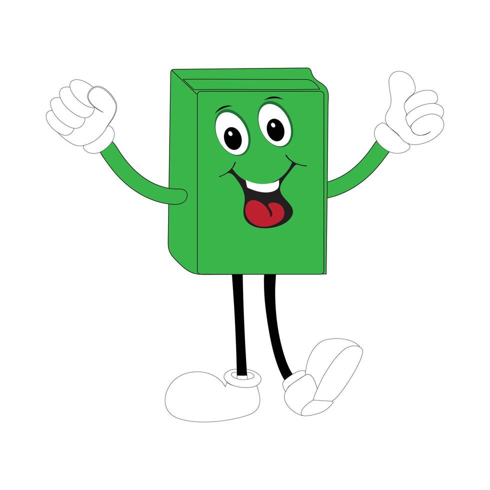 Book character design or book mascot, perfect for logo, web and print illustration, Cute funny book hand drawn cartoon kawaii simple icon Isolated on white background. vector
