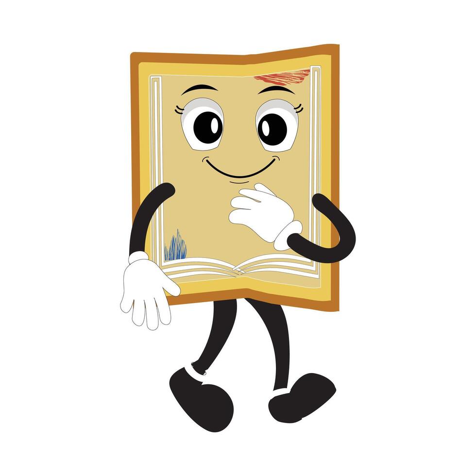 Book character design or book mascot, perfect for logo, web and print illustration, Cute funny book hand drawn cartoon kawaii simple icon Isolated on white background. vector