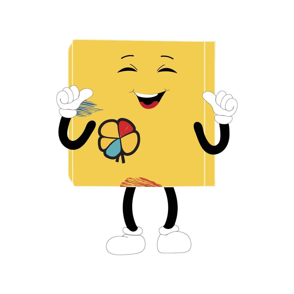 Book character design or book mascot, perfect for logo, web and print illustration, Cute funny book hand drawn cartoon kawaii simple icon Isolated on white background. vector