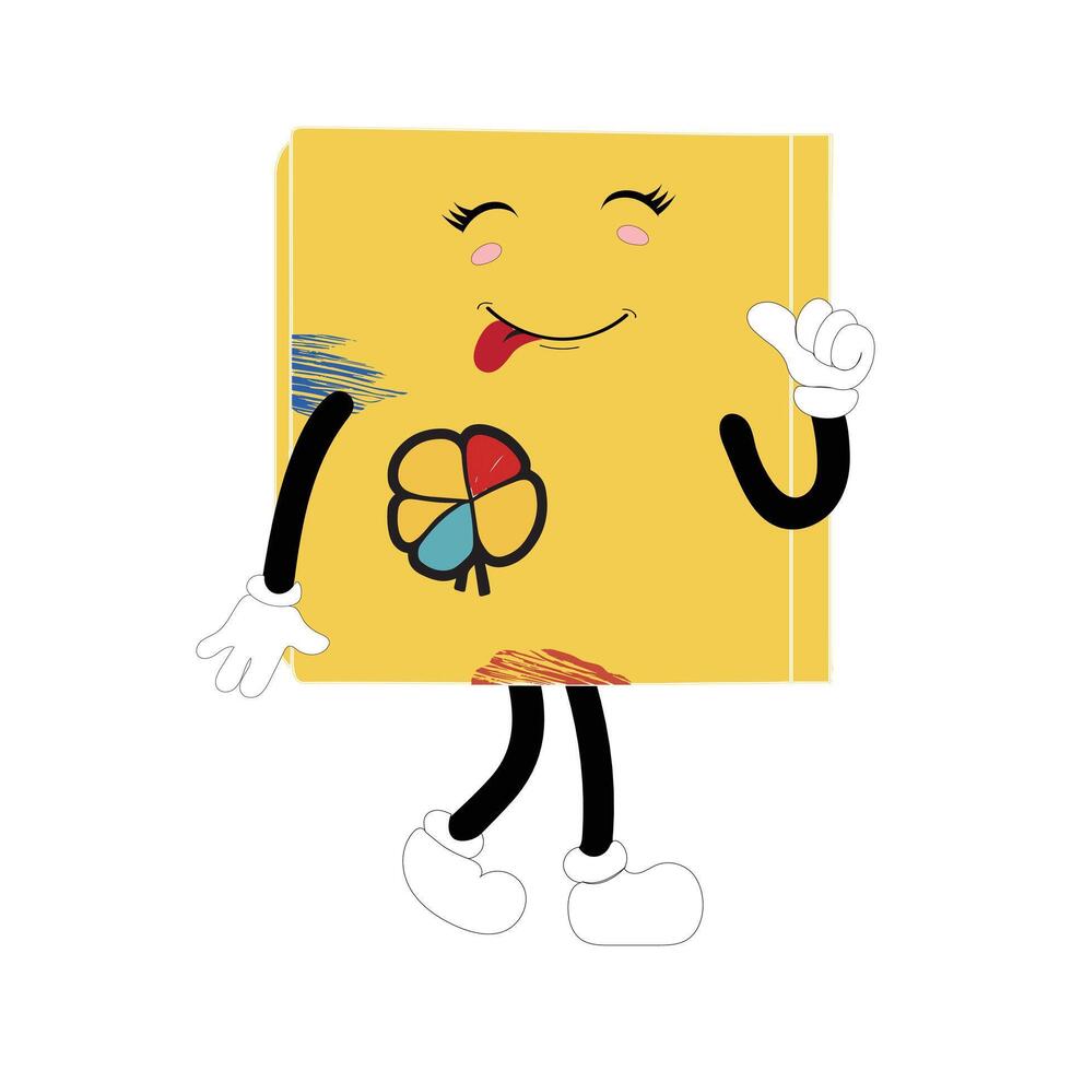 Book character design or book mascot, perfect for logo, web and print illustration, Cute funny book hand drawn cartoon kawaii simple icon Isolated on white background. vector