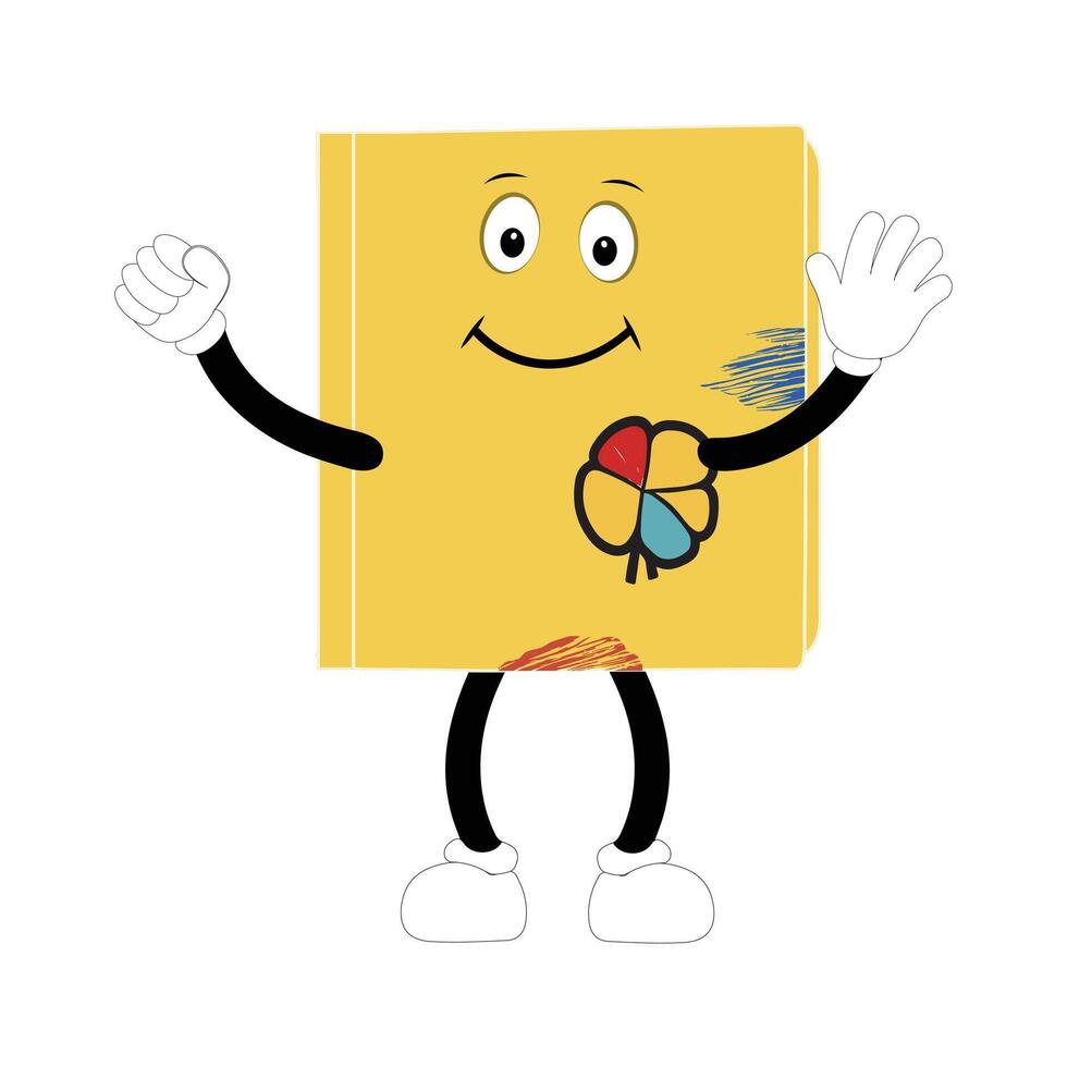 Book character design or book mascot, perfect for logo, web and print illustration, Cute funny book hand drawn cartoon kawaii simple icon Isolated on white background. vector