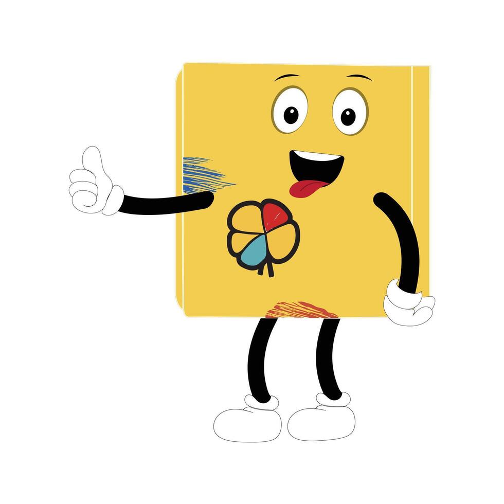Book character design or book mascot, perfect for logo, web and print illustration, Cute funny book hand drawn cartoon kawaii simple icon Isolated on white background. vector