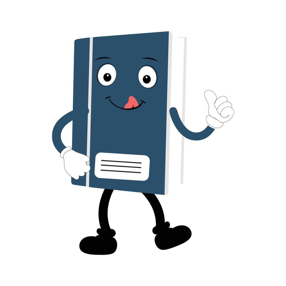 Book character design or book mascot, perfect for logo, web and print illustration, Cute funny book hand drawn cartoon kawaii simple icon Isolated on white background. vector