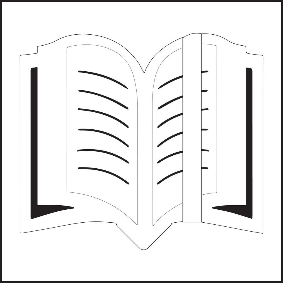 Black Book icon Simple book symbol pictogram illustration, Cartoon open book and pages. Education concept. Line drawing. Opened books sign store logo. Flying pages. World book day. vector