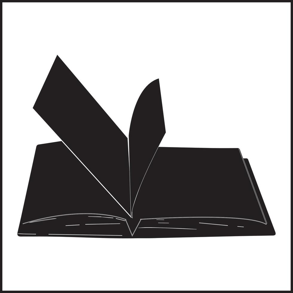 Black Book icon Simple book symbol pictogram illustration, Cartoon open book and pages. Education concept. Line drawing. Opened books sign store logo. Flying pages. World book day. vector
