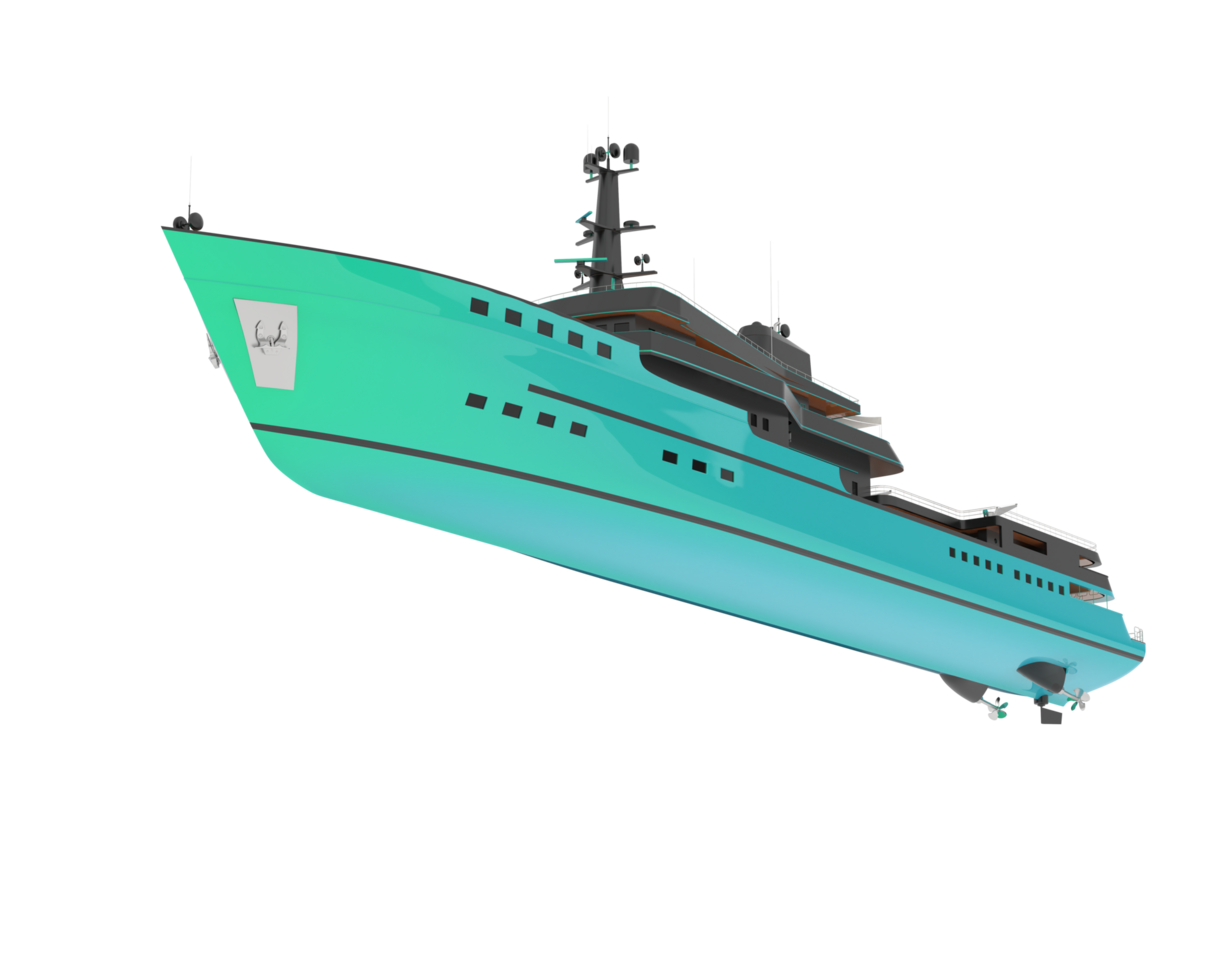 Super yacht on background. 3d rendering - illustration png