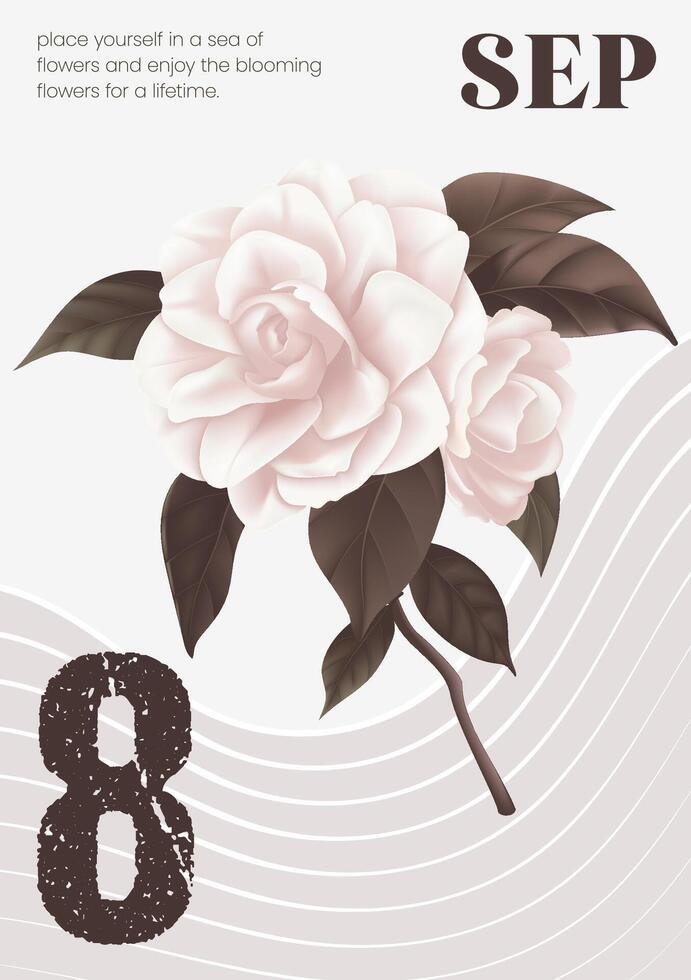 Blooming camellia illustration design template vector
