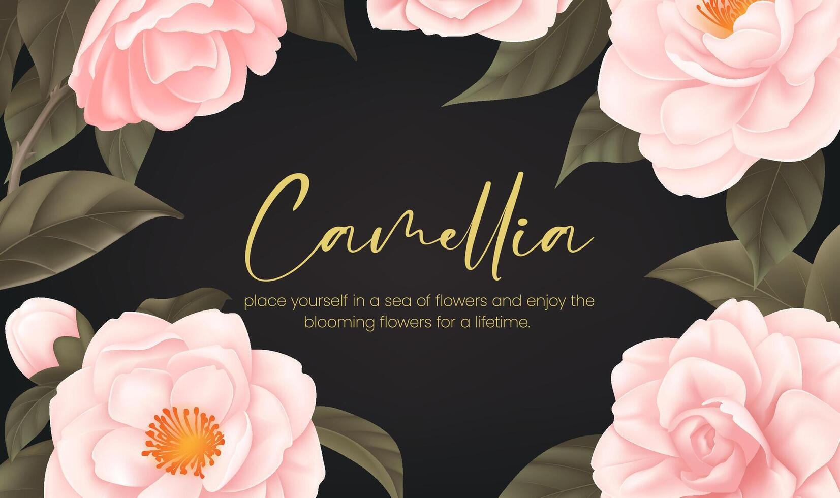 Blooming camellia illustration design template vector
