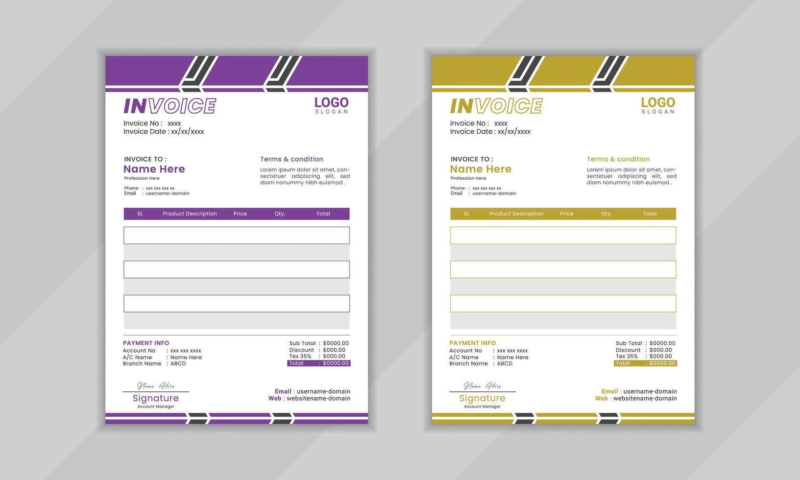 Modern creative professional vactor corporate invoice layout design template for business vector