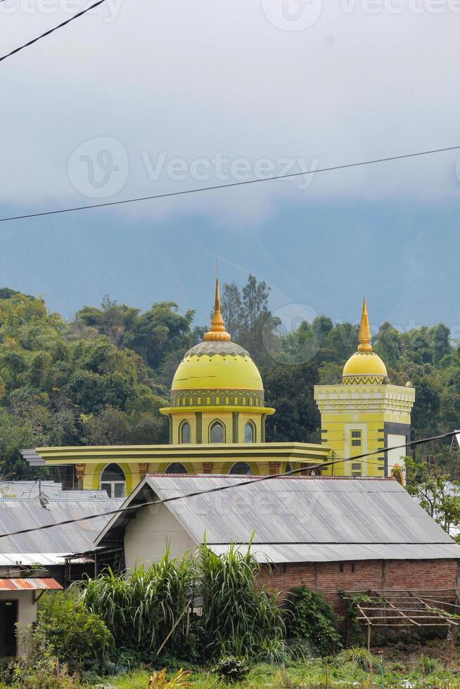 Light green domed mosque in Sembalun, Lombok, Indonesia photo
