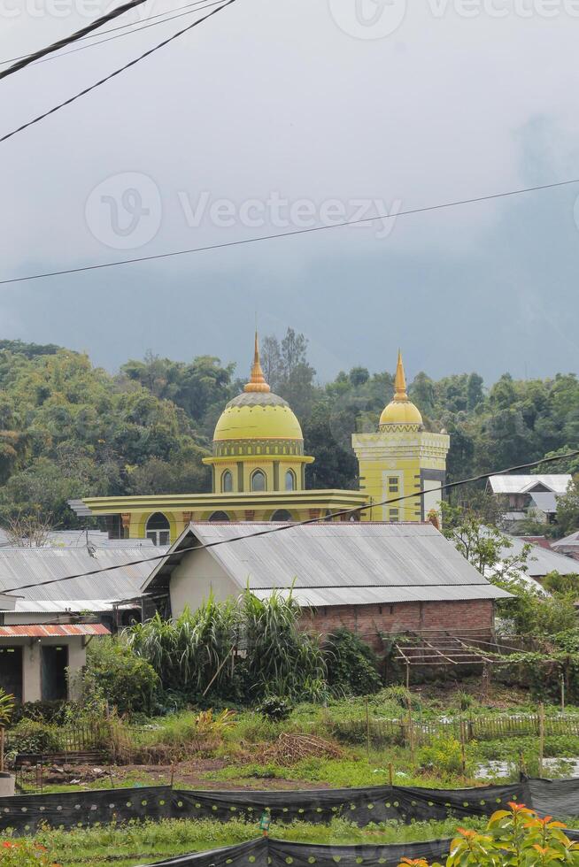 Light green domed mosque in Sembalun, Lombok, Indonesia photo