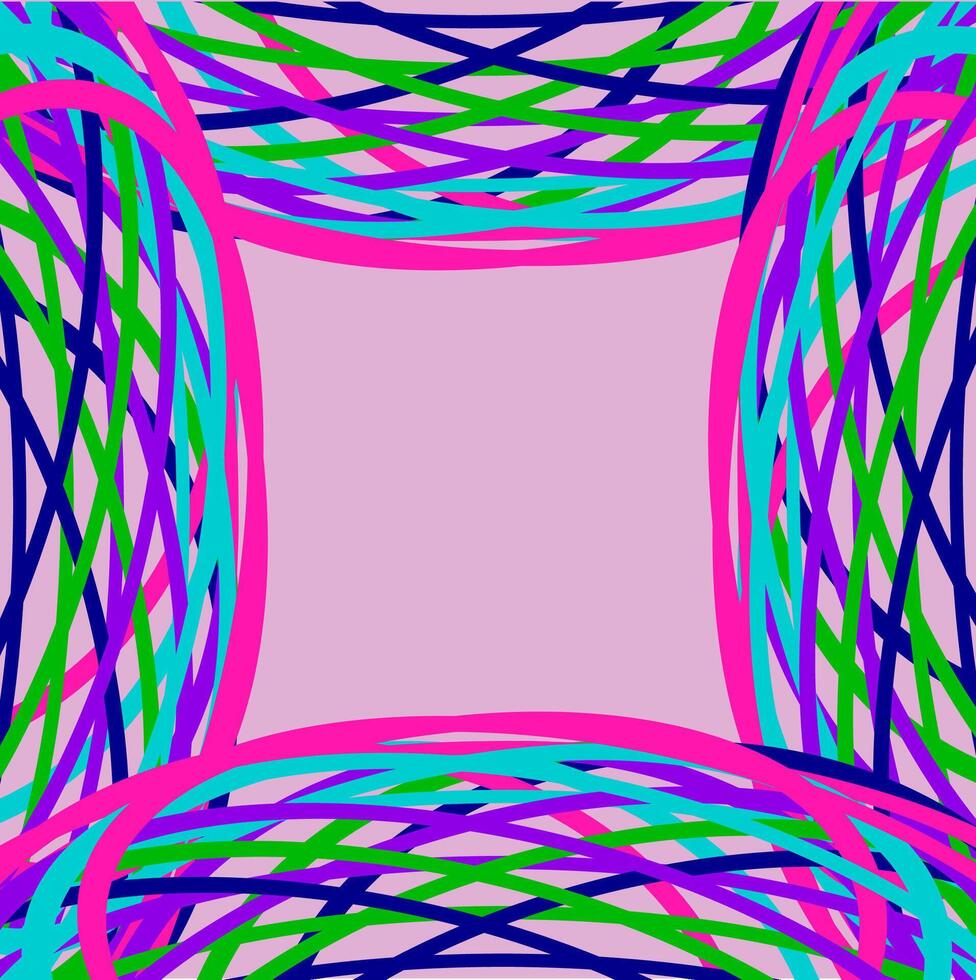 Abstract frame in the form of multi-colored stripes and lines on a pink background vector