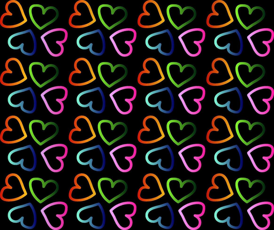 Bright seamless pattern in the form of a seamless pattern of hearts on a black background vector