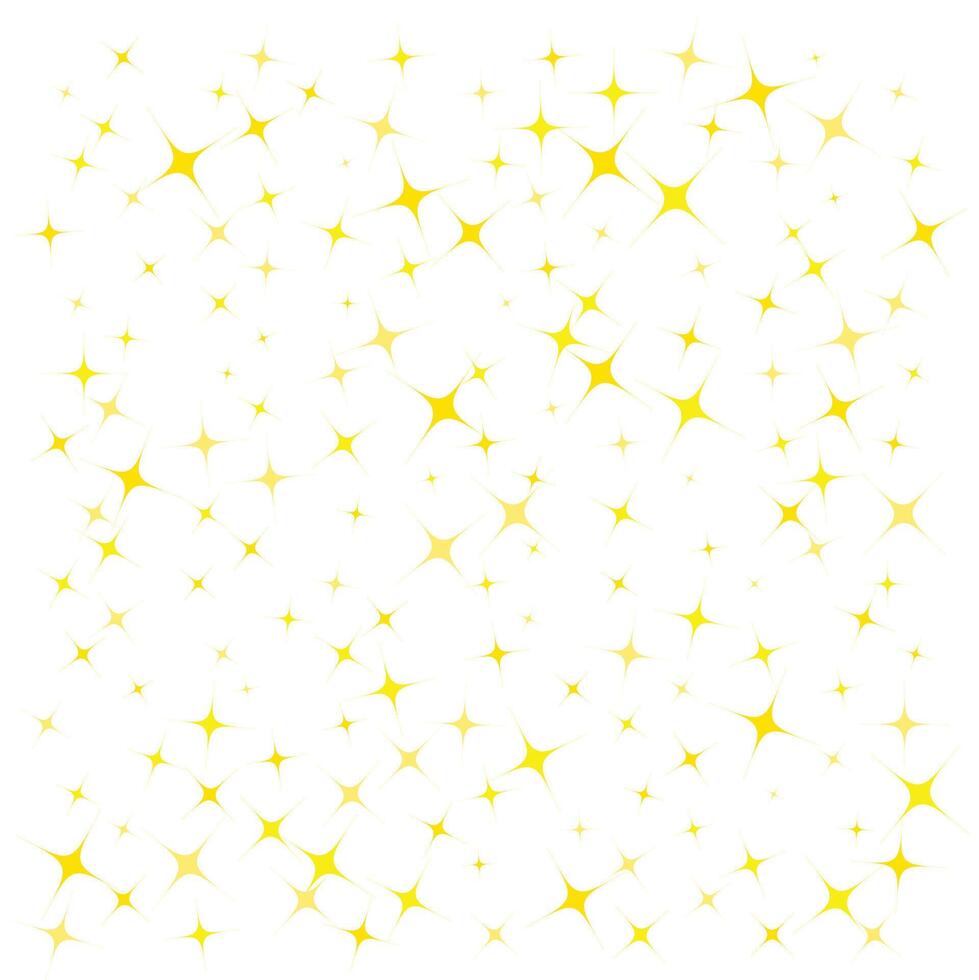Gold stars background, sparkling Christmas confetti falling isolated on white. Magic shining flying golden stars glitter backdrop, sparkle border vector