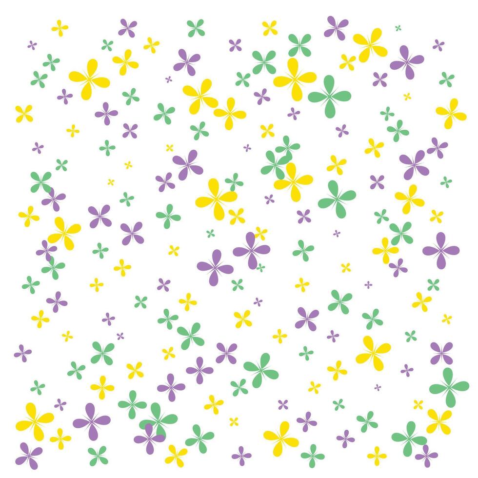 Shamrock or green clover leaves pattern background flat design illustration isolated on transparent background. St Patricks Day shamrock symbols decorative elements pattern. vector